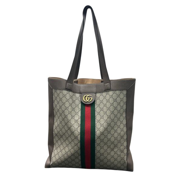 Gucci GG Supreme Large Ophidia Shopping Tote in Beige and Ebony - Picture 1 of 7